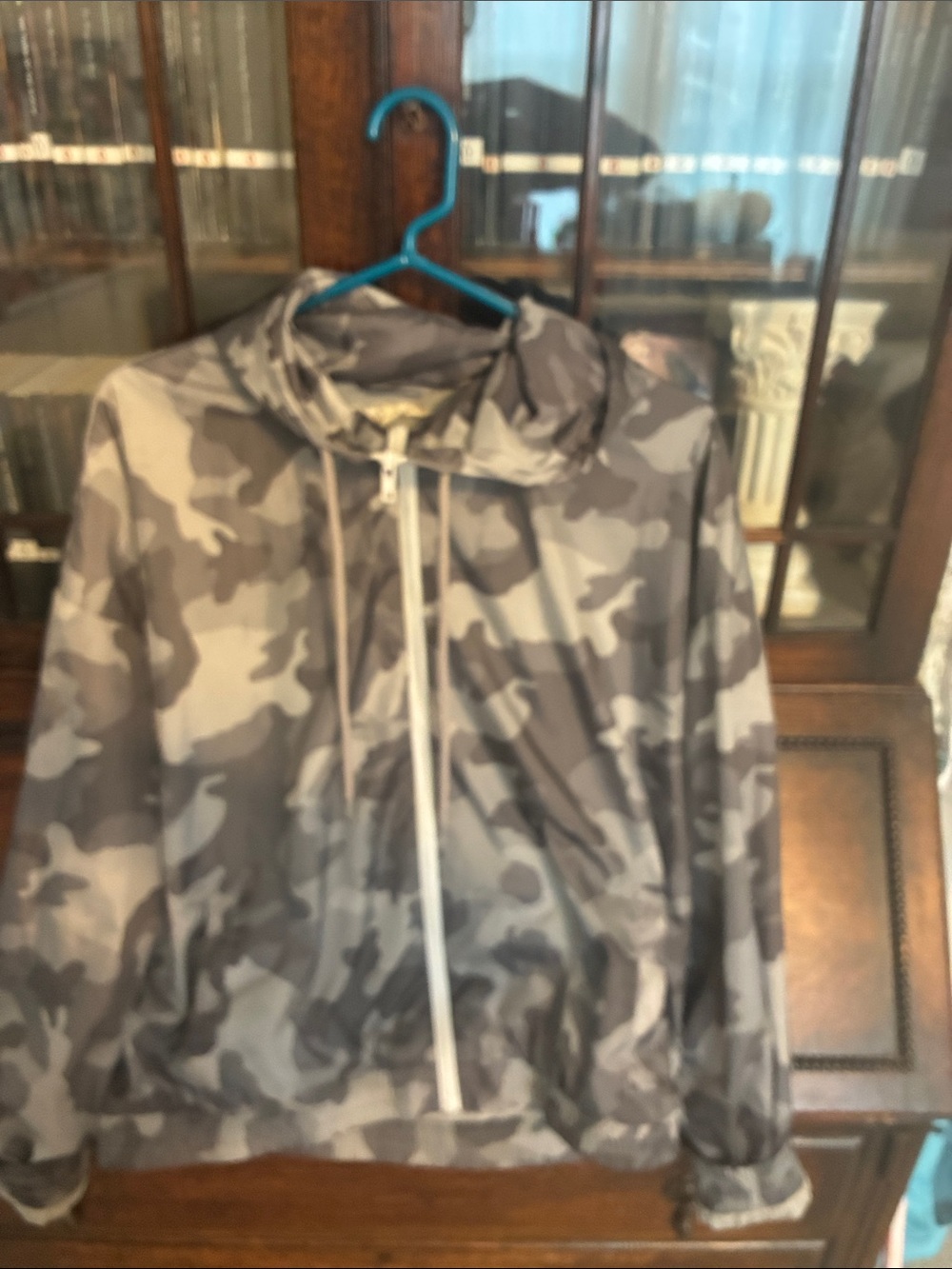 Pink Republic Men's Gray Camo Hooded Windbreaker